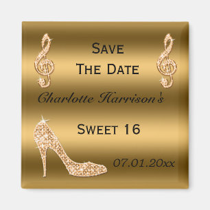 Glamour Sweet 16 Gold Stiletto Magnet