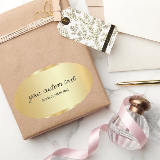 Glamour Template Gold Calligraphy Your Custom Text Ovaler Aufkleber (Schenken)