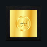 Glamour Template Imitate Gold Modern Monogram Erinnerungskiste<br><div class="desc">Glamour Template Imitate Gold Moderne Monogram Elegant Holzschmuck halten Geschenkboxen.</div>