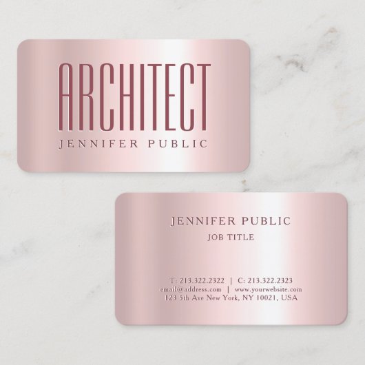 Glamour Template Luxuriöse Architektur Rose Gold Visitenkarte (Vorne/Hinten)