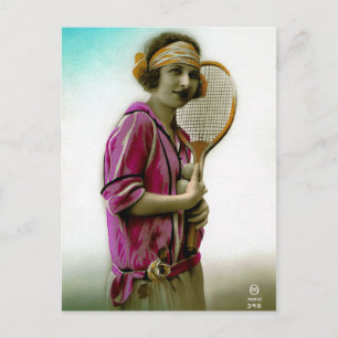 Glamour Tennis Flapper 1920er Jahre Vintage Postkarte