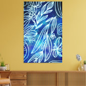 Glamour Torquoise und weißes botanisches Zeichn Leinwanddruck (Insitu (Wohnzimmer))