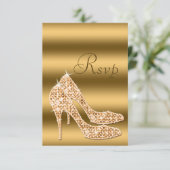 Glamour UAWG Gold Stilettos RSVP Karte (Stehend Vorderseite)