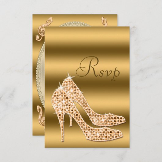Glamour UAWG Gold Stilettos RSVP Karte (Vorne/Hinten)