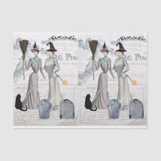 Glamour Viktorianischen Hexen Halloween Collage Seidenpapier (Vorderseite)