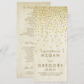 Glamour Vintag Gold Confetti Hochzeitsprogramme Programm (Vorne/Hinten)