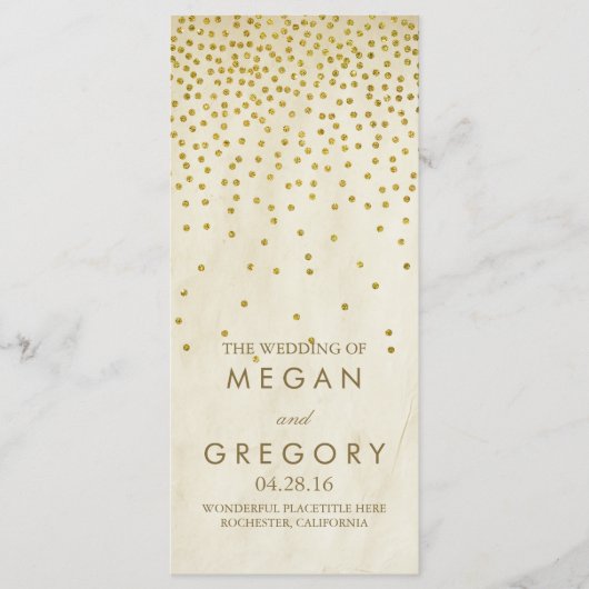 Glamour Vintag Gold Confetti Hochzeitsprogramme Programm (Vorderseite)