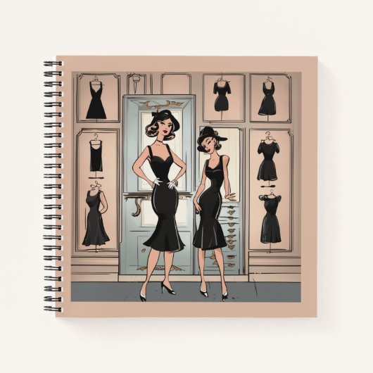 Glamour Vintag LBD Little Black Dress Diary Notizblock (Vorderseite)