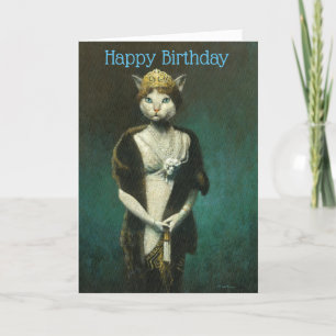 Glamour Vintage Lady Cat Birthday Card Dankeskarte