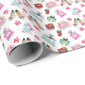 Glamour Wasserfarbe: Mode Nahtloses Muster Geschenkpapier (Rolleneckpunkt)