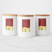 Glamour Wavy Gold Decoder Dunkelrot Monogram Label Lebensmitteletikett (Flaschen)