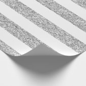 Glamour-weiße Streifen mit dem silbernen Glitzer Geschenkpapier (Ecke)