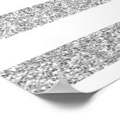 Glamour Weiße Streifen mit Silberdruck Glitzer Poster (Ecke)