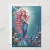 Glamour Whimsical Mermaid unter dem Meer Geburtsta Einladung (Rückseite)