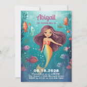 Glamour Whimsical Mermaid unter dem Meer Geburtsta Einladung (Vorderseite)