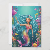 Glamour Whimsical Mermaid unter dem Meer Geburtsta Einladung (Rückseite)