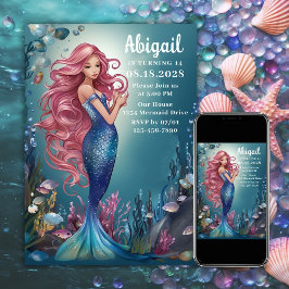 Glamour Whimsical Mermaid unter dem Meer Geburtsta Einladung