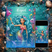 Glamour Whimsical Mermaid unter dem Meer Geburtsta Einladung