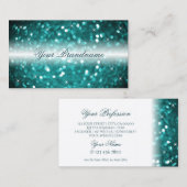 Glamour White and Aquamarin Sparkling Glitzer Stil Visitenkarte (Vorne/Hinten)
