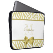 Glamour White and Gold Zebra Print mit Namen Laptopschutzhülle (Vorne Rechts)