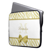Glamour White and Gold Zebra Print mit Namen Laptopschutzhülle (Vorderseite Links)