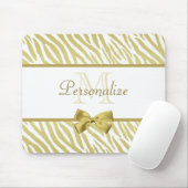 Glamour White and Gold Zebra Print mit Namen Mousepad (Mit Mouse)