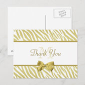 Glamour White and Gold Zebra Print Vielen Dank Postkarte (Vorne/Hinten)