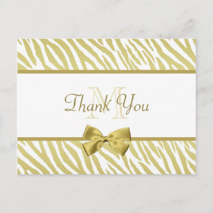 Glamour White and Gold Zebra Print Vielen Dank Postkarte
