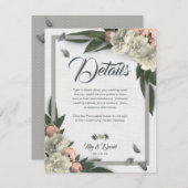 Glamour White and Peach Floral Peonys Begleitkarte (Vorne/Hinten)