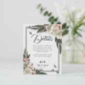 Glamour White and Peach Floral Peonys Begleitkarte (Stehend Vorderseite)