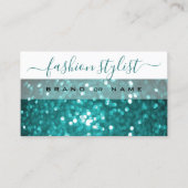 Glamour White Aquamarin Sparkle Glitzer Beruflich Visitenkarte (Vorderseite)