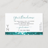 Glamour White Aquamarin Sparkle Glitzer mit Monogr Visitenkarte (Rückseite)