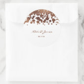 Glamour "White & Bronze Confetti Dots" Shimmer Runder Aufkleber (Tasche)