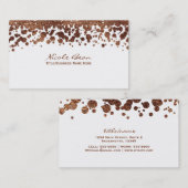 Glamour "White & Bronze Confetti Dots" Shimmer Visitenkarte (Vorne/Hinten)