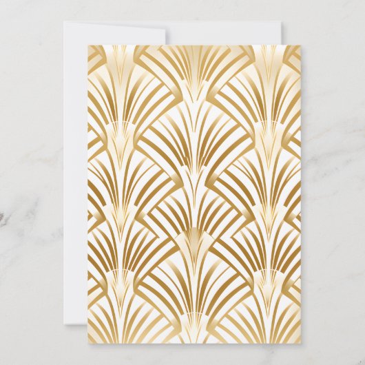 Glamour White Gold Art Deco Hochzeit Einladung (Rückseite)