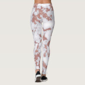 Glamour White Rose Gold Glitzer Marmormuster Leggings (Rückseite)