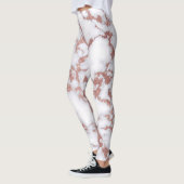 Glamour White Rose Gold Glitzer Marmormuster Leggings (Links)