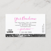 Glamour White Silver Sparkling Glitzer mit Logo Visitenkarte (Rückseite)