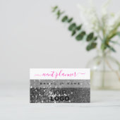 Glamour White Silver Sparkling Glitzer mit Logo Visitenkarte (Stehend Vorderseite)