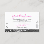 Glamour White Silver Sparkling Glitzer Monogram Visitenkarte (Rückseite)