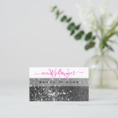Glamour White Silver Sparkling Glitzer Monogram Visitenkarte (Stehend Vorderseite)