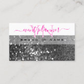 Glamour White Silver Sparkling Glitzer Monogram Visitenkarte (Vorderseite)