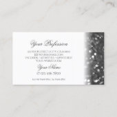 Glamour White Silver Sparkling Glitzer Stilvoll Visitenkarte (Rückseite)