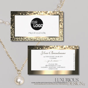 Glamour White-Sparkle-Glitzer-Logo Elegant  Visitenkarte