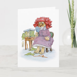 Glamour Wig Lioness Happy Birthday Card Karte