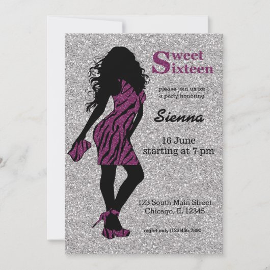 Glamour Women Sweet 16 Einladung (Vorderseite)