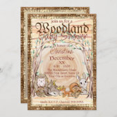 Glamour Woodland Animals Baby Dusche Einladung (Vorne/Hinten)