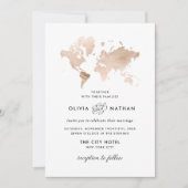 Glamour World Map | Elegante Hochzeit zum Thema Re Einladung (Vorderseite)