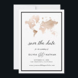 Glamour World Map | Elegante Hochzeit zum Thema Re Save The Date<br><div class="desc">Diese moderne Schwarz-Weiß-Reise-Thema Hochzeit speichern die Dattelkarten mit einem Imitat hellen goldenen Marmor-Look Weltkarte und eine elegante schwarze Grenze. Art via www.createthecut.com.</div>