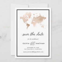 Glamour World Map | Elegante Hochzeit zum Thema Re Save The Date